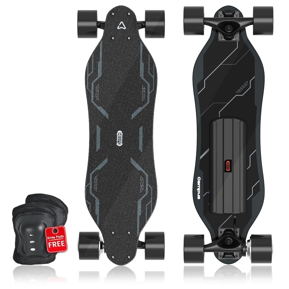 MEEPO Campus Electric Skateboard with Remote, 26.7 in Compact 7-Ply Maple E-Skateboard, Up to 16 MPH, 8–10 Mile Range, 4 Speed Modes, Smooth Braking, Carry Handle, for Teens & Beginners