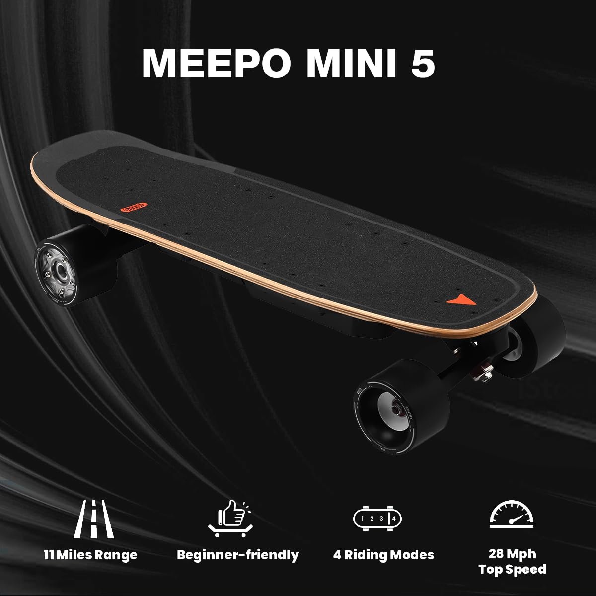 Meepo Mini 5 Electric Skateboard with Remote, 29 MPH Top Speed, 11-Mile Range, 330 lbs Load Capacity, 8-Ply Maple Cruiser Board for Adults and Teens - Image 2