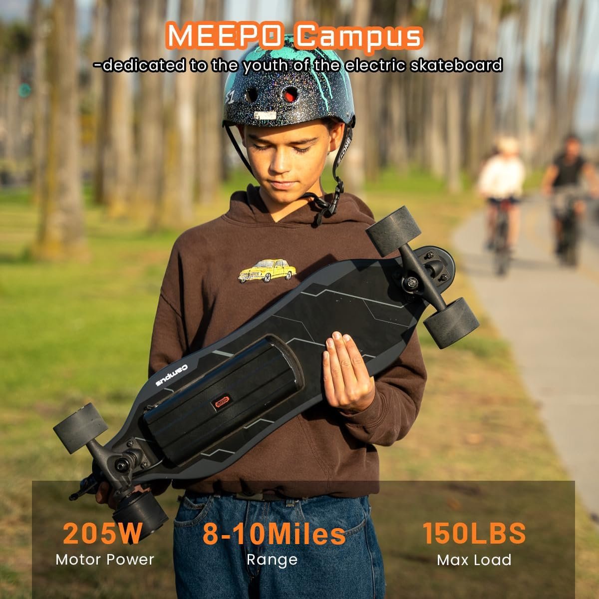 MEEPO Campus Electric Skateboard with Remote, 26.7 in Compact 7-Ply Maple E-Skateboard, Up to 16 MPH, 8–10 Mile Range, 4 Speed Modes, Smooth Braking, Carry Handle, for Teens & Beginners - Image 3