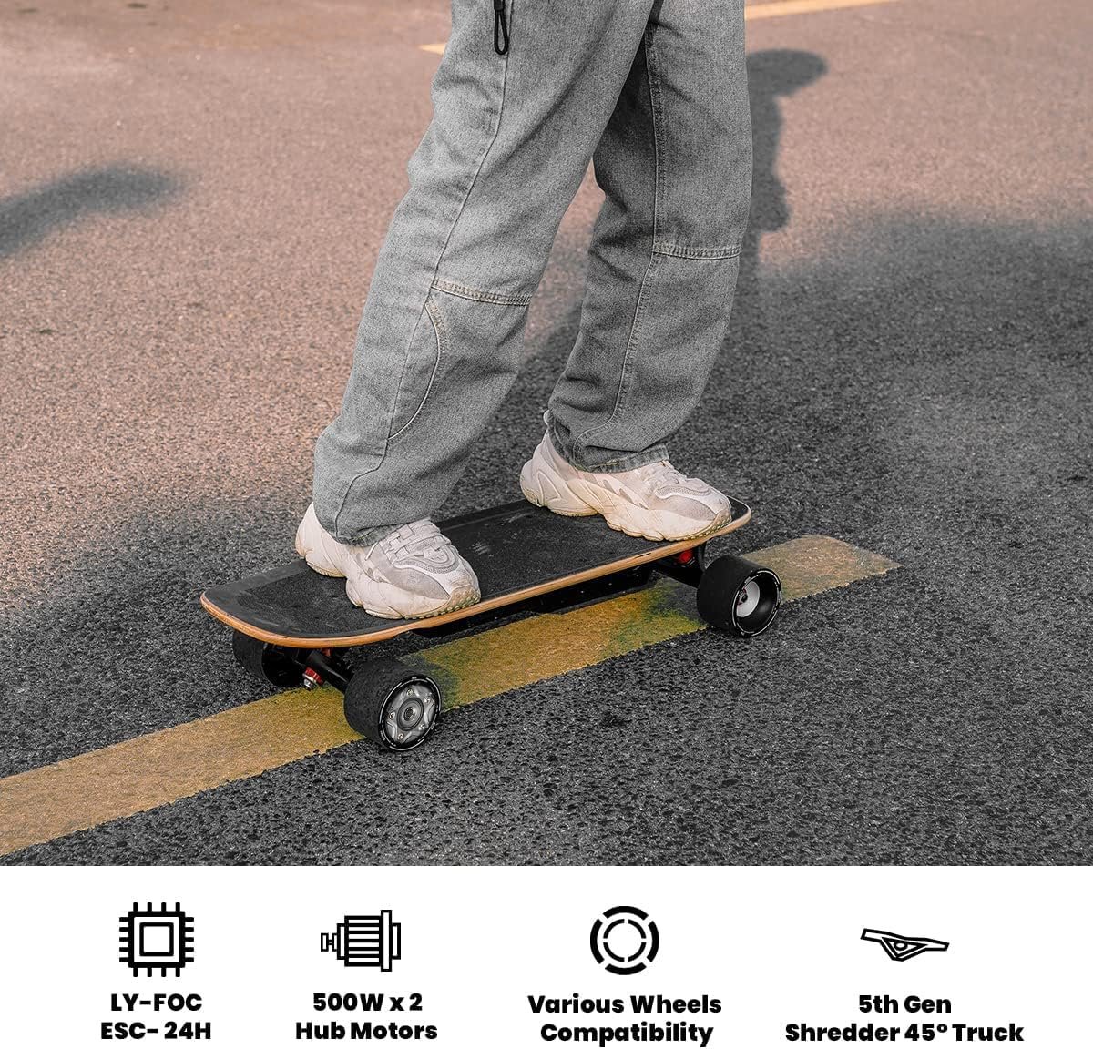 Meepo Mini 5 Electric Skateboard with Remote, 29 MPH Top Speed, 11-Mile Range, 330 lbs Load Capacity, 8-Ply Maple Cruiser Board for Adults and Teens - Image 3